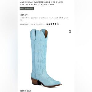 Macie Bean Sky Blue Western Boots